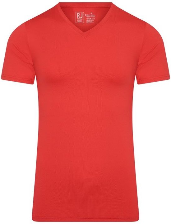 RJ Bodywear Pure Color T-shirt (1-pack) - heren T-shirt met V-hals - rood - Maat: S