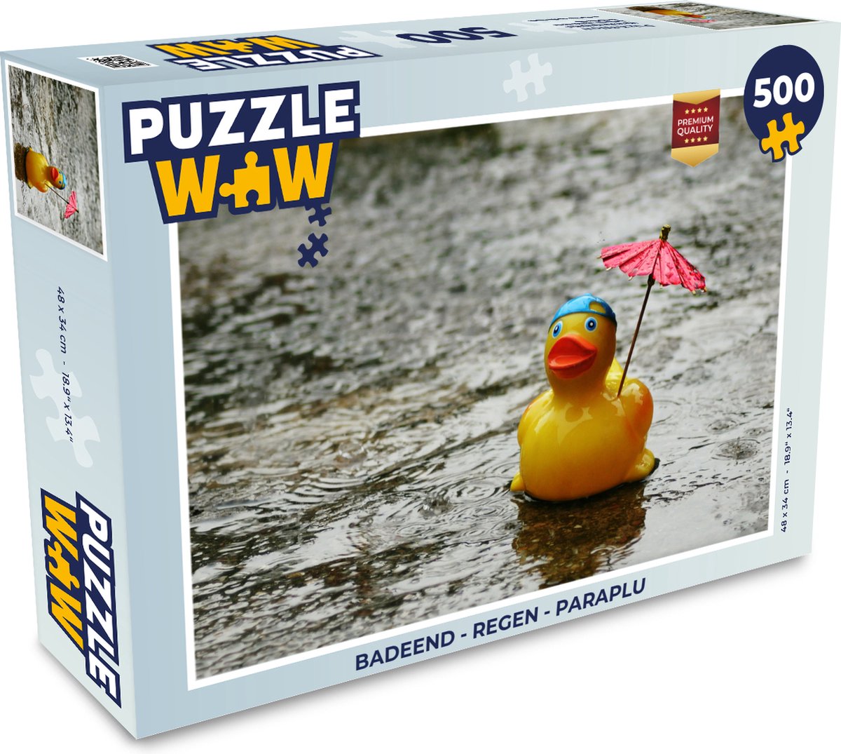 Puzzel Badeend - Regen - Paraplu - Legpuzzel - Puzzel 500 stukjes