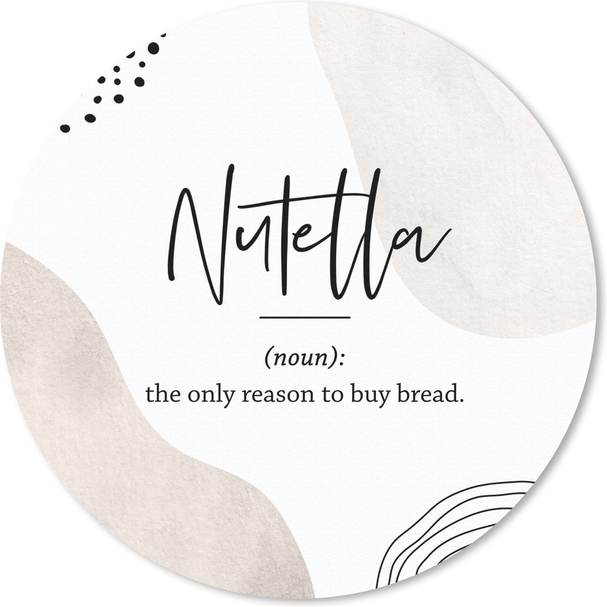 Muismat rond 20x20 cm - Mousepad Quotes - Nutella - Spreuken - Woordenboek - Nutella definitie - Ronde muismatten