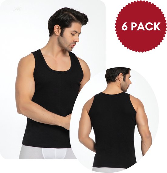 SPRUCE UP - onderhemden - Katoen - hemden heren - Zwart - Maat 3XL - 6 Pack
