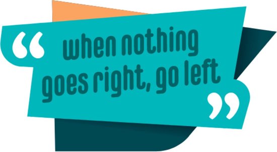 Motivatie Sticker - Quote Sticker – When nothing goes right, go left - Muursticker – Raamsticker – Sticker Volwassenen – Circa 16 cm