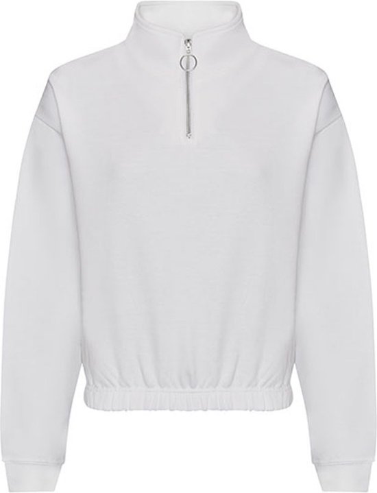 Vegan Women´s Cropped 1/4 Zip Sweater Arctic White - XXS