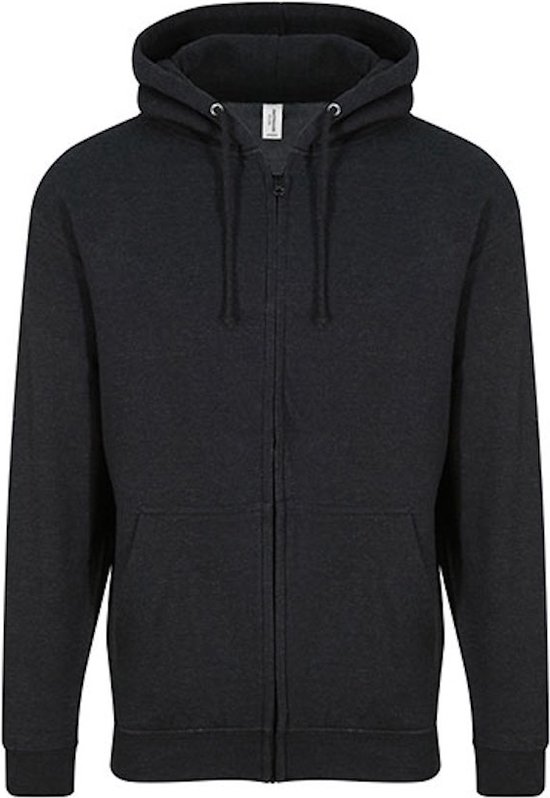 Vegan Hoodie met ritssluiting en capuchon Black Smoke - M