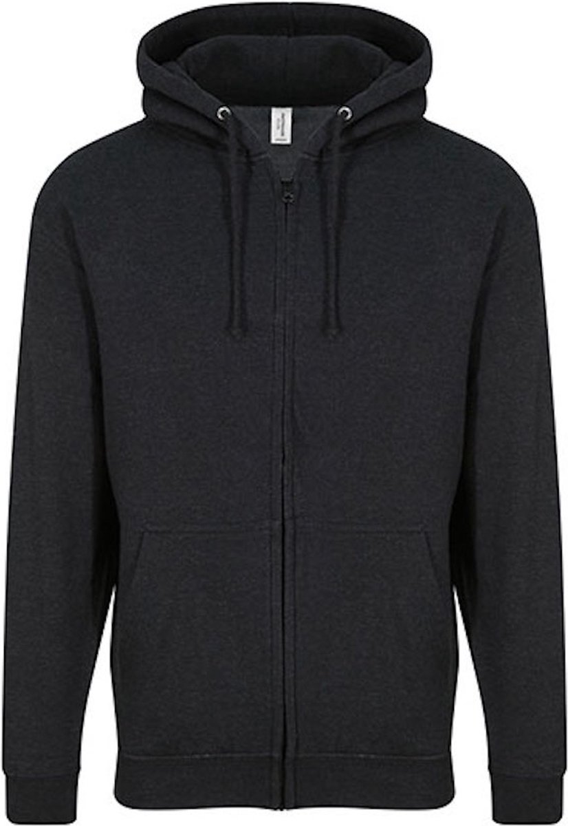 Vegan Hoodie met ritssluiting en capuchon Smoke Zwart