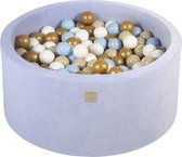 Ballenbak VELVET Baby Blauw - 90x40 incl. 300 bollen - Babyblauw, Goud, Beige, Wit