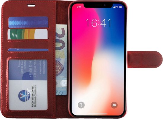 Apple iPhone XS Max Rico Vitello Leather Book Case/wallet case/cover couleur Rouge