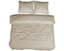Decoware dekbedovertrek Hotelstreep - Lits-jumeaux - Crème - Katoensatijn (210TC) - 240x220cm + 2st. 60x70cm