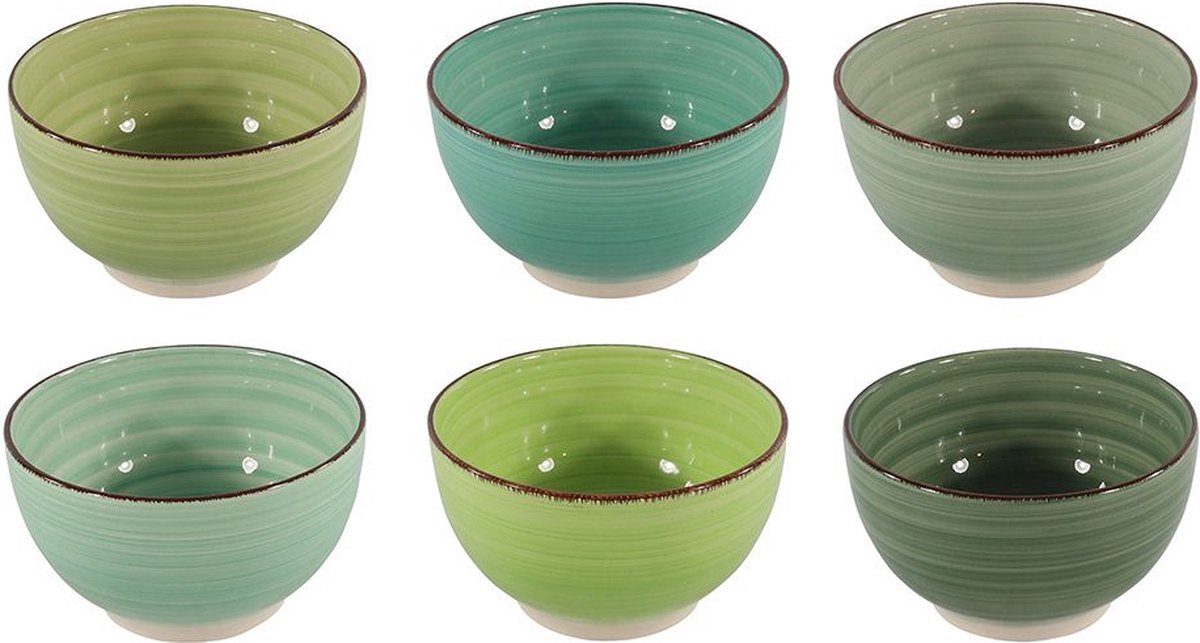 Dutch Kitchen Kommen Summer Green - Ø14cm - 6 Stuks - Schaal - Aardewerk