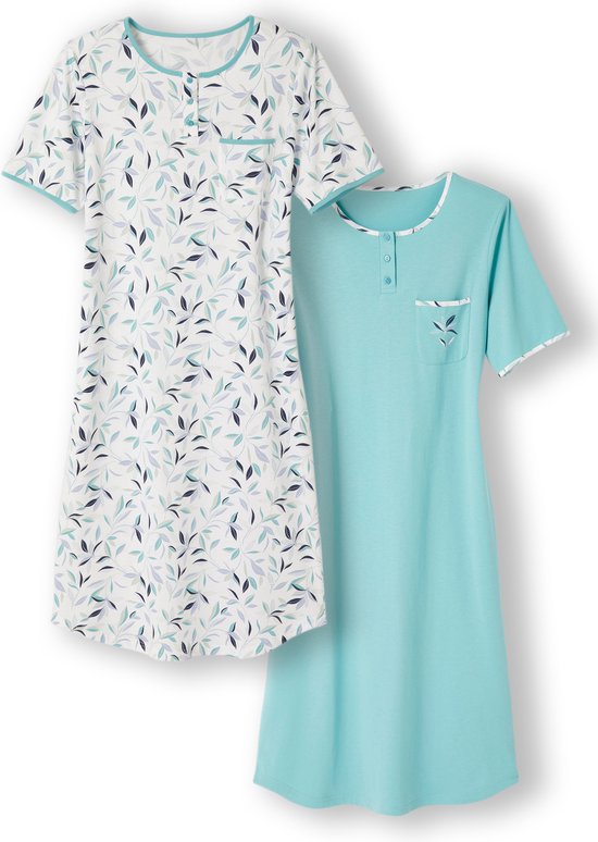 Damart - Set de 2 chemises de nuit en jersey pur coton peigné - - Blauw - 38-40 (S)