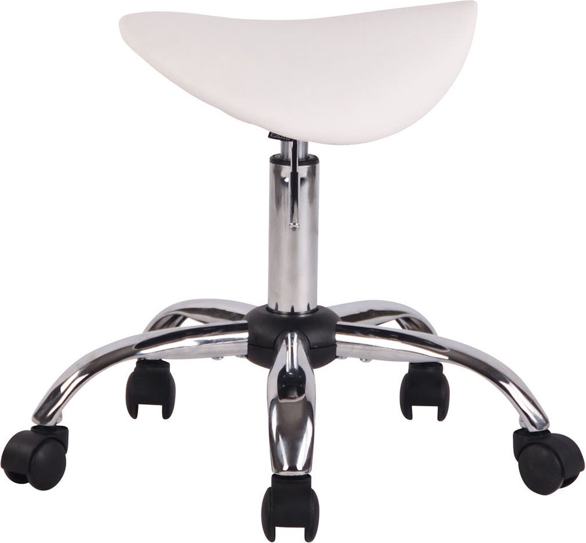 Luxe Werkkruk Beppe - Wit - Op wielen - Bureaustoel - In hoogte verstelbaar 46 - 58 cm - kunstleer