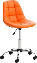 Tabouret de travail Rufino - Oranje - Pour adultes - Sur roulettes - Cuir artificiel - Chaise de bureau ergonomique - Hauteur réglable