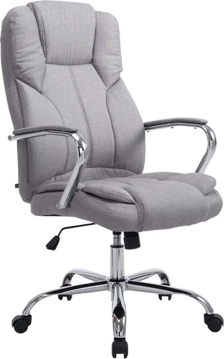 Bureaustoel Attilio XXL - Op wielen - Lichtgrijs - Stof - Ergonomische bureaustoel - Voor volwassenen - In hoogte verstelbaar