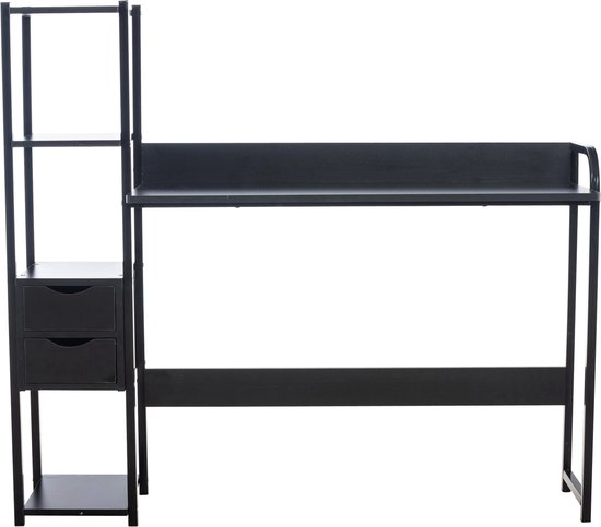 Bureau met kasten - Werk - Computer Bureau - Studie - Bureau - Zwart - 124x40x11cm