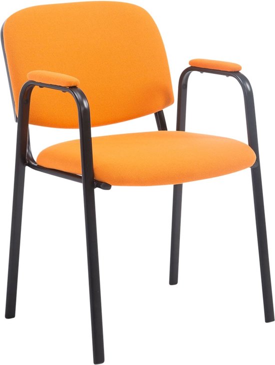 Bezoekersstoel - Eetkamerstoel - Gerolt - Oranje stof - zwart frame - comfortabel - modern design - set van 1 - Zithoogte 47 cm - Deluxe