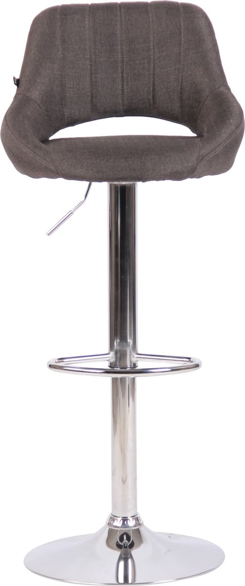 Barkruk Hipo Donkergrijs chroom - Stof - Zithoogte 60-81cm - Ergonomische barstoelen - In hoogte verstelbaar - Set van 1 - Met rugleuning - Voor keuken en bar