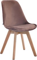 Chaise visiteur Bia - Chaise de salle à manger - Velours marron - Pieds marron - Set de 1 - Hauteur d'assise 48 cm - Deluxe