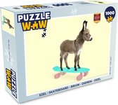 Puzzel Ezel - Skateboard - Bruin - Dieren - Geel - Legpuzzel - Puzzel 1000 stukjes volwassenen