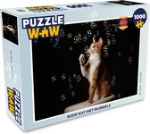 Puzzel Rode kat met bubbels - Legpuzzel - Puzzel 1000 stukjes volwassenen