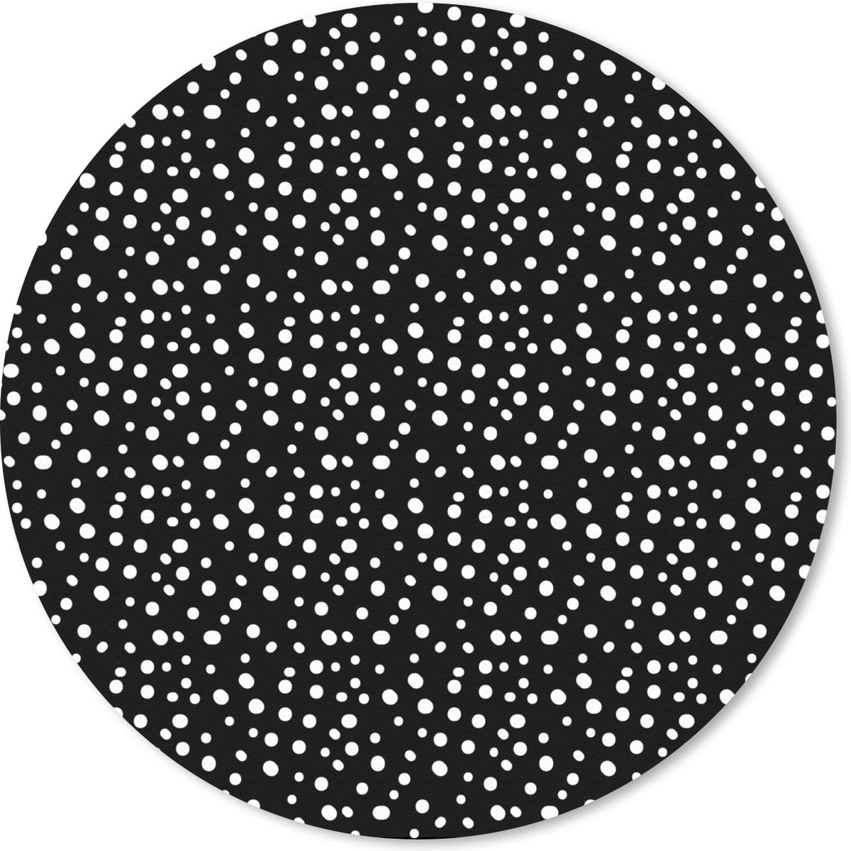Muismat rond 30x30 cm - Mousepad Stippen - Zwart - Wit - Design - Ronde muismatten