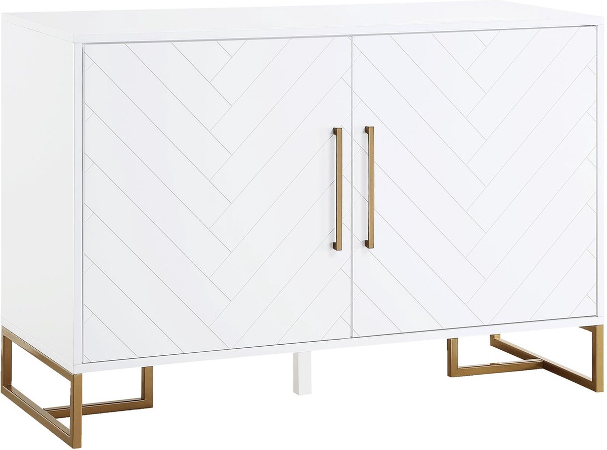 Notio Living Herringbone-Nachtkastje - 2-Deurs - Wit