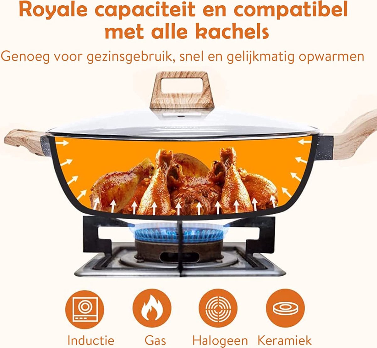Grijze - Duurzame - Gietijzeren - Inductie - 32 cm - Koekenpan