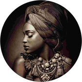 Glasschilderij Afrikaanse vrouw Ø 70 cm