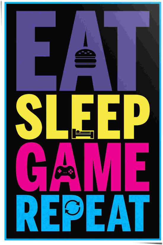 Poster Eat sleep game repeat 91,5x61 cm