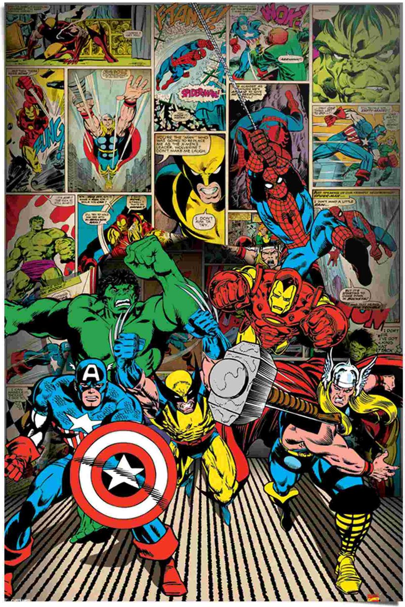 REINDERS Poster Marvel heroes 91,5x61 cm Bonte kleuren