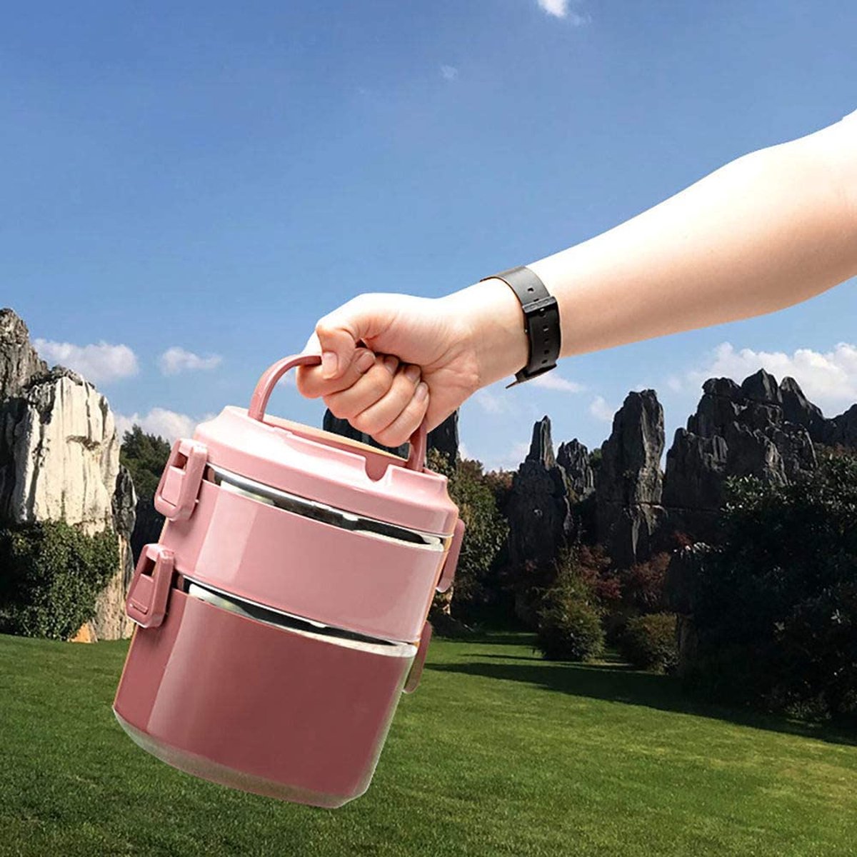 BAKESHU Bento Box,Stapelbare Lunchbox für Erwachsene,Frei kombinierbar