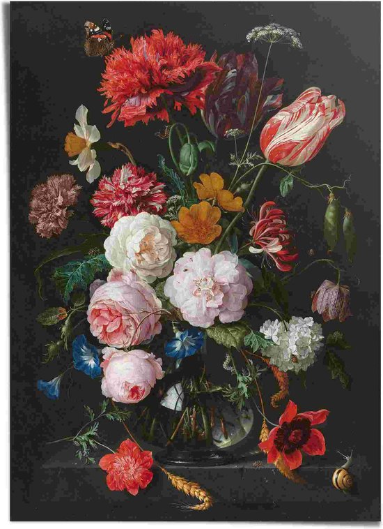 XXL Poster De Heem Stilleven met bloemen 140x100 cm