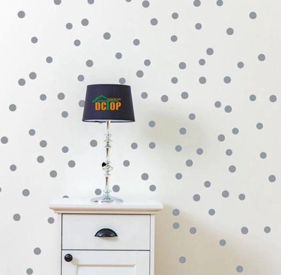 New Age Devi - "54 stuks Muurstickers - 3 cm Diameter Stippen/Dots/Rondjes - Grijs - Universeel - Wand Decoratie"
