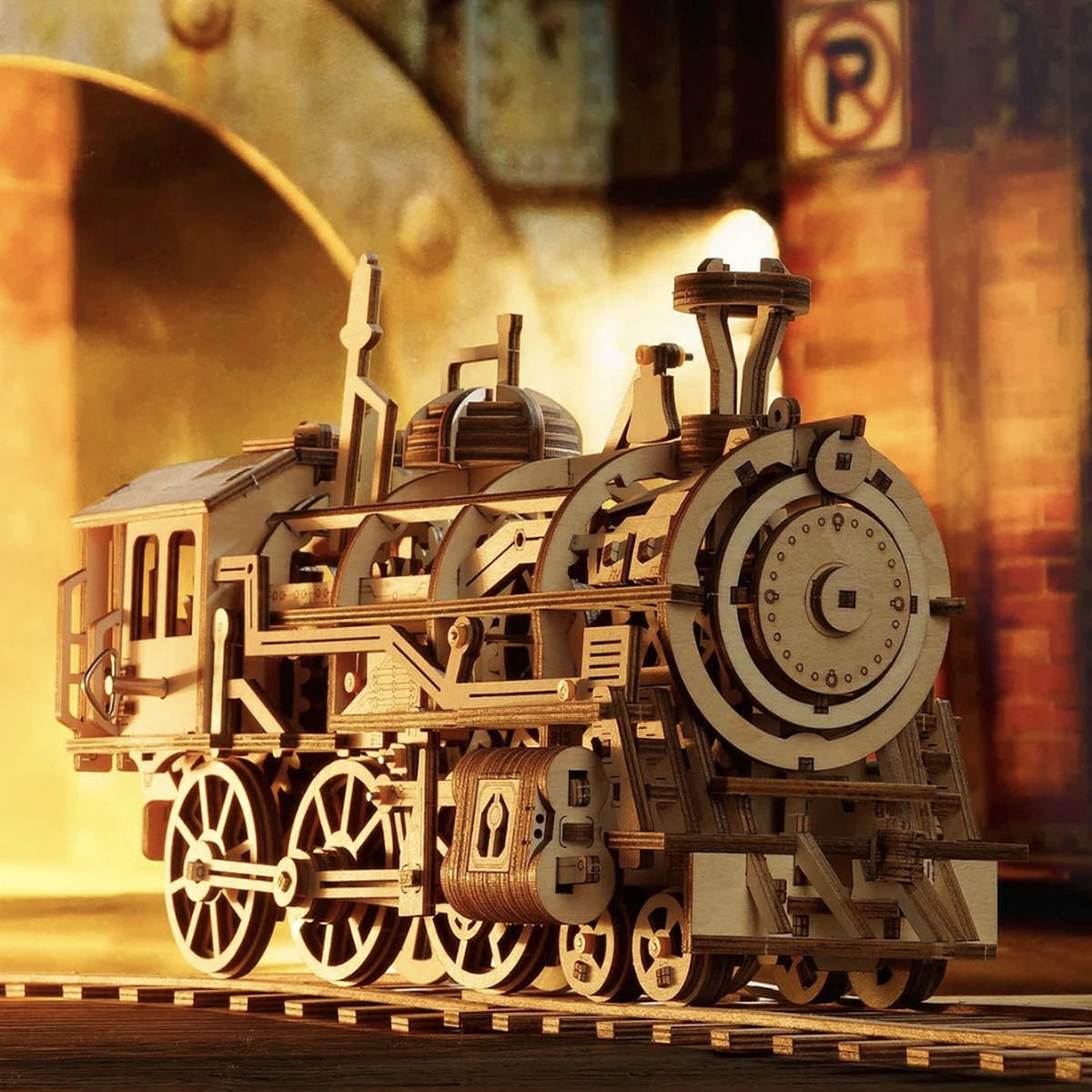 Robotime - Locomotief - Trein - Stoomtrein - Houten modelbouw - Modelbouw - DIY - Hout 3D puzzel - Tieners - Volwassenen — afbeelding 6