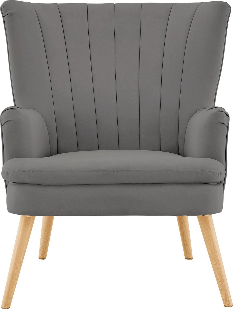Notio Living Zenia-Accentstoel & Hocker - Antraciet Stof