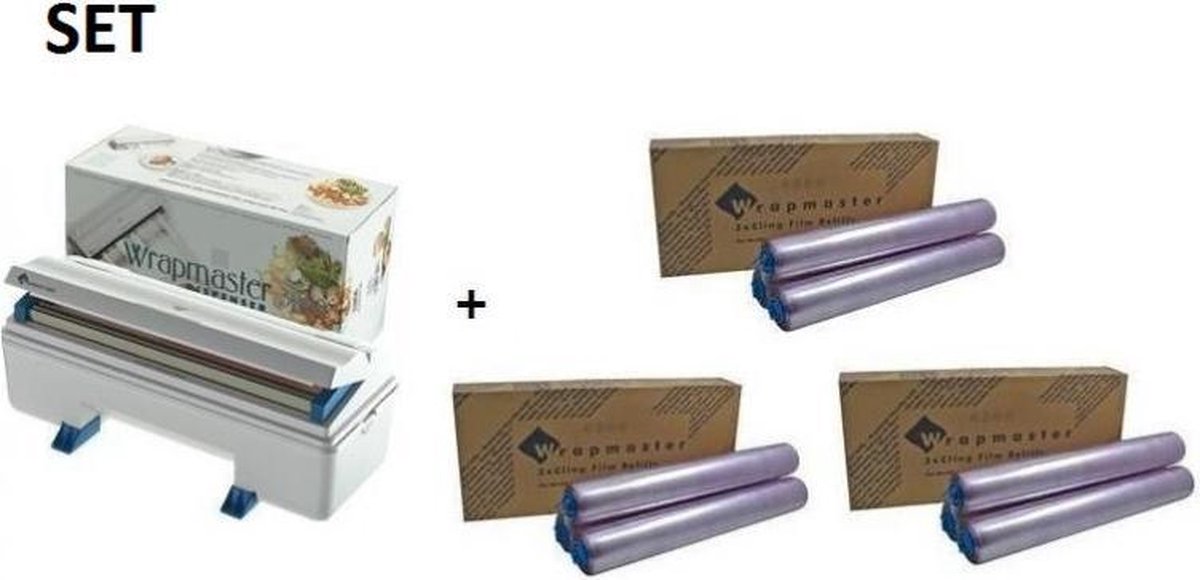 SET Efficient Wrapmaster WM3000 dispenser + 3 carton cling film of polyethylene