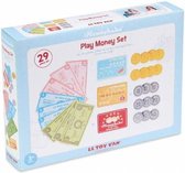 Speelgeld - Houten pinpassen & munten, papieren bankbiljetten