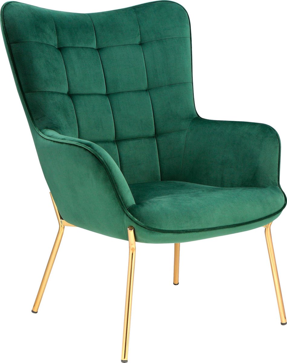 Notio Living Boris-Beklede Accent Stoel in Fluweel Groen Donkergroen