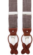 Albert Thurston 2493/11 - bretels - bruine banden van Hardy Minnis wol - bruin leer - Y model - clips en lussen