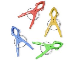 Handdoekklem - 4x - gekleurd - kunststof - 12 cm - handdoek knijper