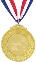 Akyol - happy camper medaille goudkleuring - Camper - kampeerders - toeristen - leuk cadeau voor iemand die houd van kamperen