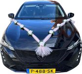 AUTODECO.NL - DELIA POEDER ROZE Luxe trouwauto decoratie - bruiloft auto decoratie - huwelijks autodecoratie - trouwen decoratie - trouwauto versiering