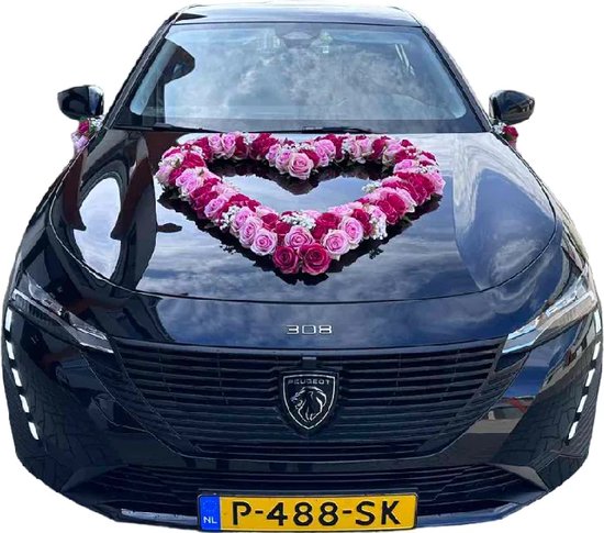 Autodecoratie voor bruiloften motorkap wit, autodecoratie voor bruiloften auto sieraden bruidspaar roze deco autodecoratie, bruiloft auto bruiloft deco slinger voor bruiloft feest