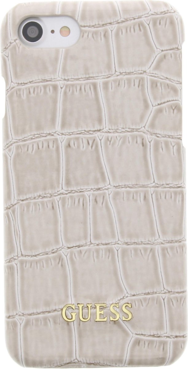 Guess Shiny Croco backcover hoesje - geschikt voor iPhone 7 / 8 / SE (2020/2022) - Beige