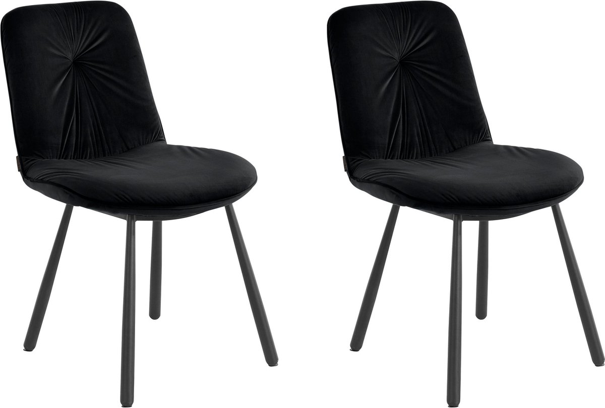 Notio Living Meryl-Eetkamerstoel - Set van 2 - Zwart Fluweel