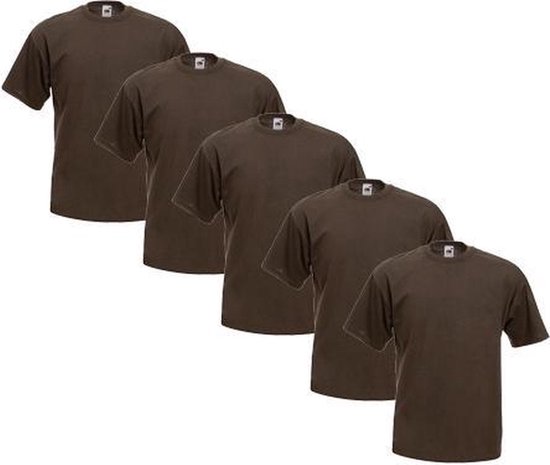 Fruit of the Loom - 5 stuks Valueweight T-shirts Ronde Hals - Chocolate - M