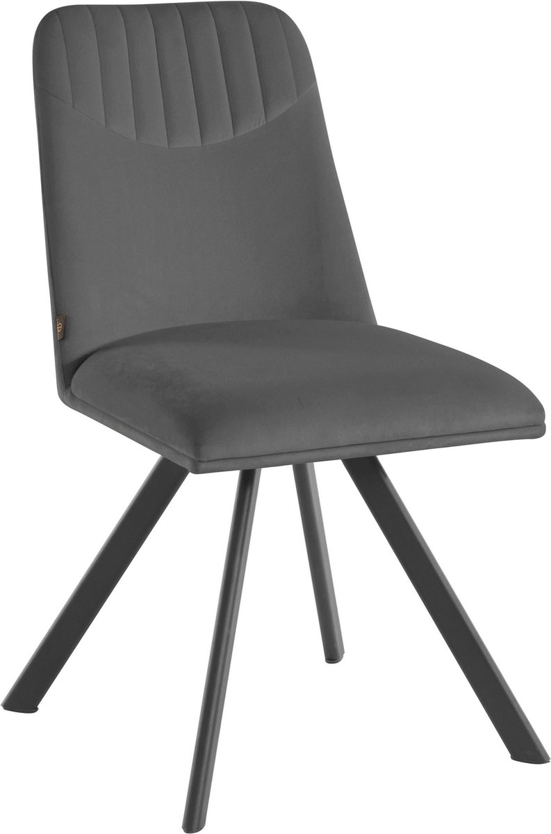 Notio Living Bella-Eetkamerstoel - Lichtgrijs Fluweel - Set van 2