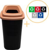 Plafor Sort Bin, Prullenbak voor afvalscheiding - 45L – Zwart/Bruin - Inclusief 5-delige Stickerset - Afvalbak voor gemakkelijk Afval Scheiden en Recycling - Afvalemmer - Vuilnisbak voor Huishouden, Keuken en Kantoor - Afvalbakken - Recyclen