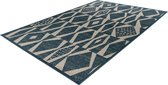 Lalee Capri - Vloerkleed - Outdoor indoor- Buitengebruik - Sisal look - Flatwave - tuin - kleed - Tapijt - Karpet - 80x150 cm- blauw beige ruiten