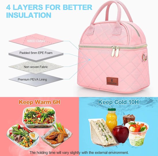 Lekespring Koeltas, lunchtas voor dames, 16 liter, kleine koeltas, isolatietas, lunchtas voor onderweg, werk, picknick, outdoor, madeliefje