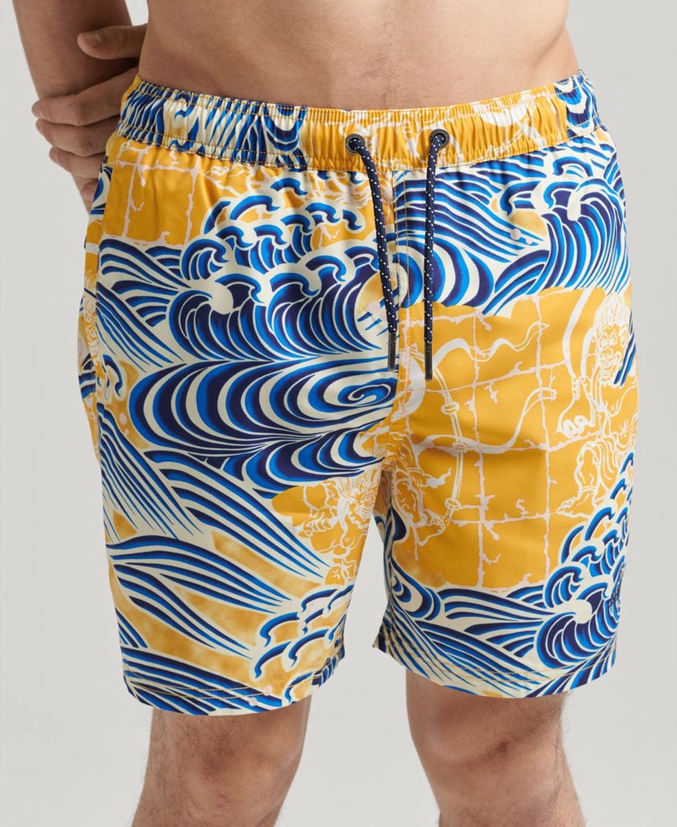 Superdry Gerecyclede Hawaïaanse zwemshort Heren Zwembroeken Blauw