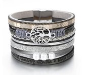 Bracelet Sorprese - Arbre - bracelet femme - cuir - argent - bracelet wrap - cadeau - Modèle J